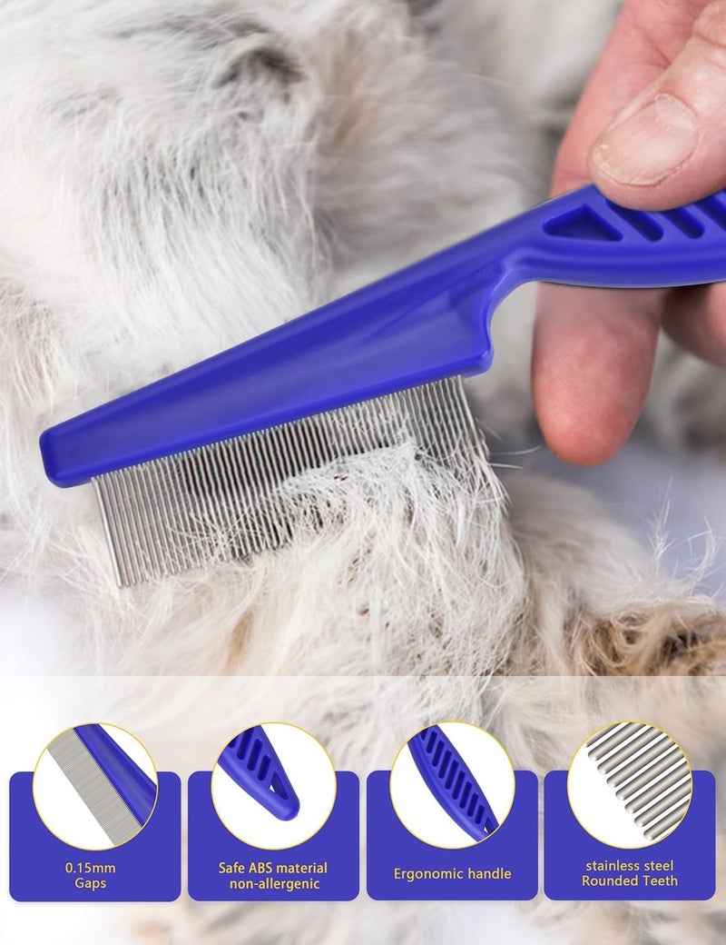 CAPHONT Flea Comb for Cats Dogs, 8 Pack Flea and Lice Grooming Comb Set for Cats, Pet Grooming Tools for Small, Medium & Large Pets (Pink & Blue) - Image 3